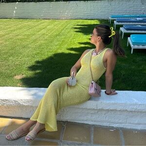Yellow Sequin Halter Maxi Dress